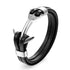 Genuine Leather Anchor Bracelet Men Lion Double Wolf Shackles Stainless Steel Charm Bracelets Wristband Fashion Jewelry