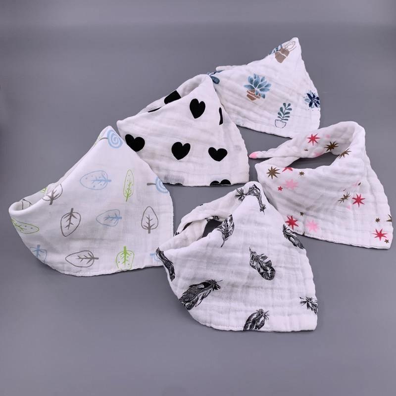 Modern 5PCS/Pack Cotton Baby Bibs 4 Lyers Girls Boys Triangle Feeding Burp Cloth  Collar Scarf For Feeding