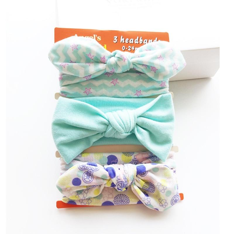 3PCS Set Baby Headband Girls Hair Accessories Cotton Rabbit Ear Turban Bow Elastic Hairband For Baby Girls