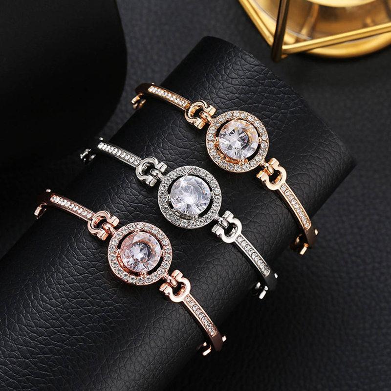 Luxury Diamond Shiny Fashion Luxury Jewelry  Zircon Multi-Layer Bangle Bracelet High Quality Rhinestone Charm Bracelet for Women and Girls