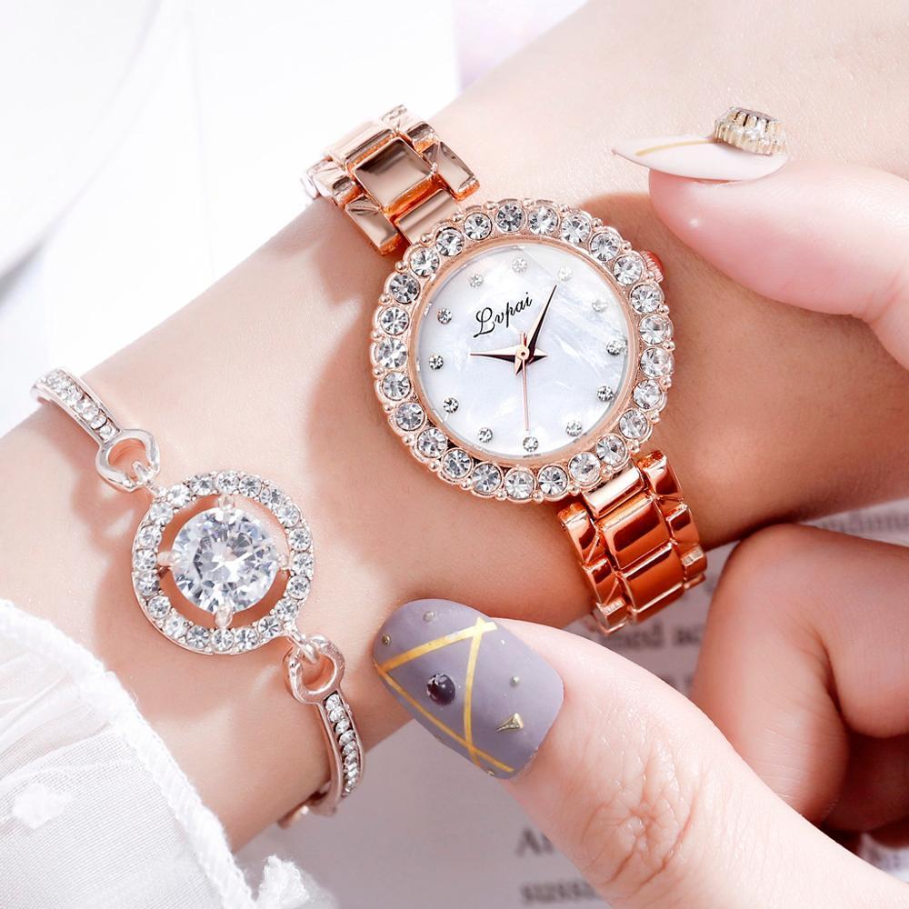 Luxury Bracelet Watches Set For Women Fashion Geometric Bangle Quartz Clock Ladies Wrist Watch For Women and Girls