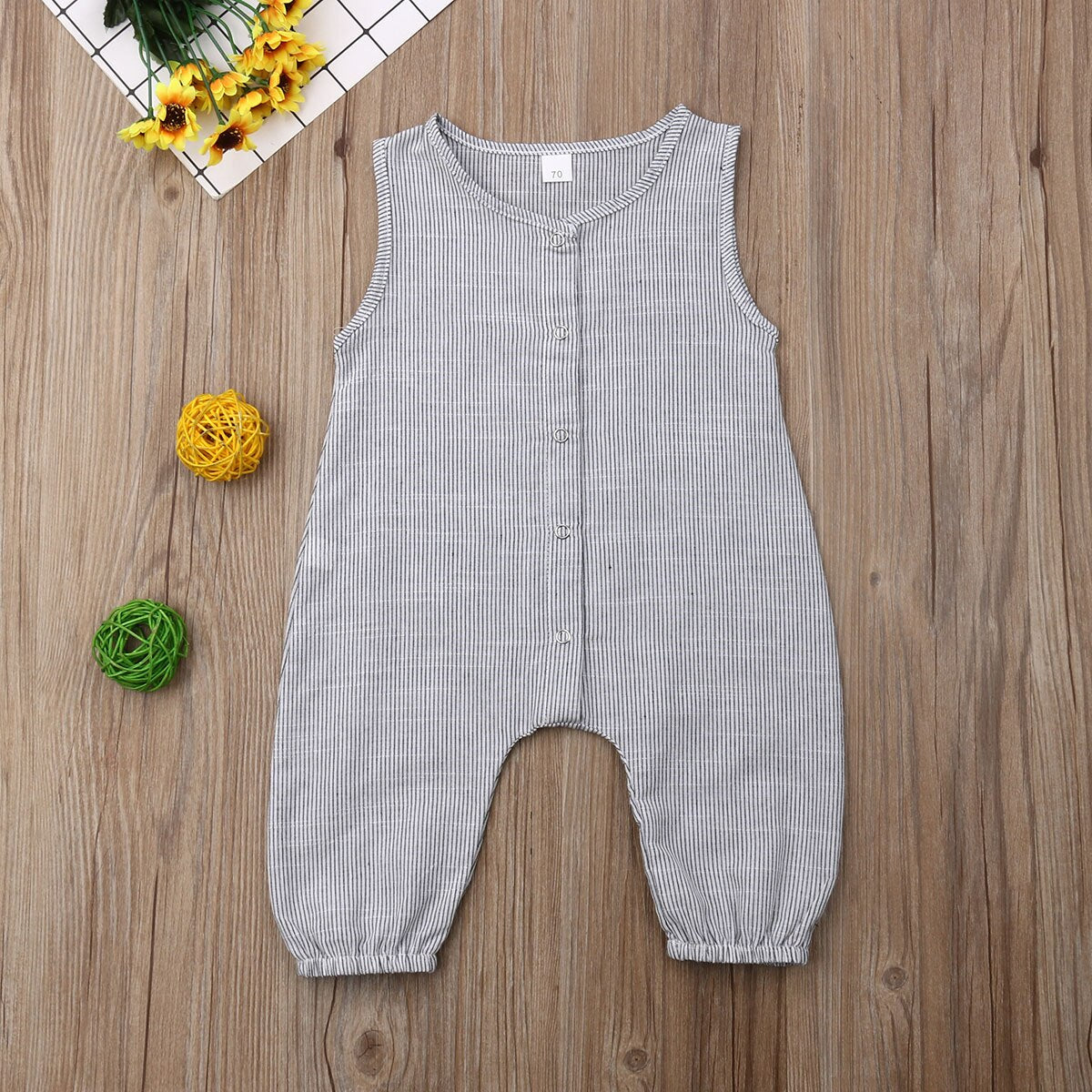 Solid Color Sleeveless Cotton Romper Jumpsuit Playsuit Outfits for Newborn Baby Boy/Girl In Classic Design