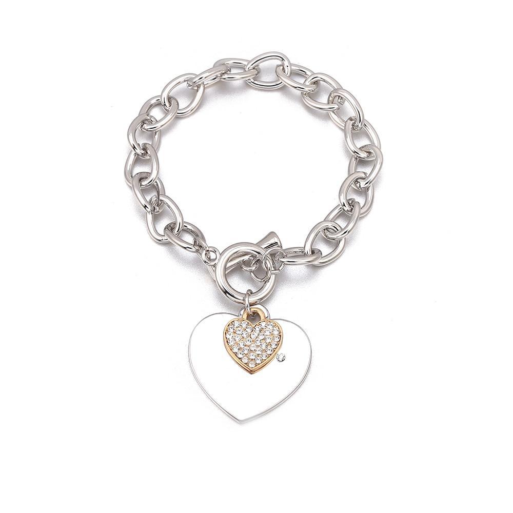 Gold Love Heart Charm Bracelets For Women Accessories Silver Color Link Chain Bracelets & Bangles Trendy Jewelry Design