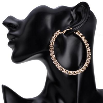 Modern Fashion Trendy Stunning Glass Rhinestone Gems Luxury Hoop Earrings For Women Elegant Jewelry Fashion Earrings