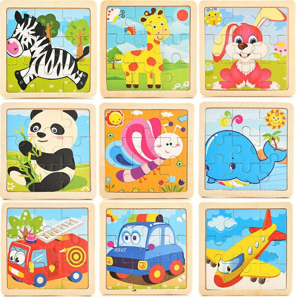 10pcs Of Wood Puzzle Baby Young Children Early Lessons Learned Intelligence Cartoon Animal Puzzle Wooden Toys Education Puzzles