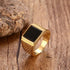 Luxury Gold Men  Men's Stainless Steel Black Stone Gold King Epic Ring Europe and America Style