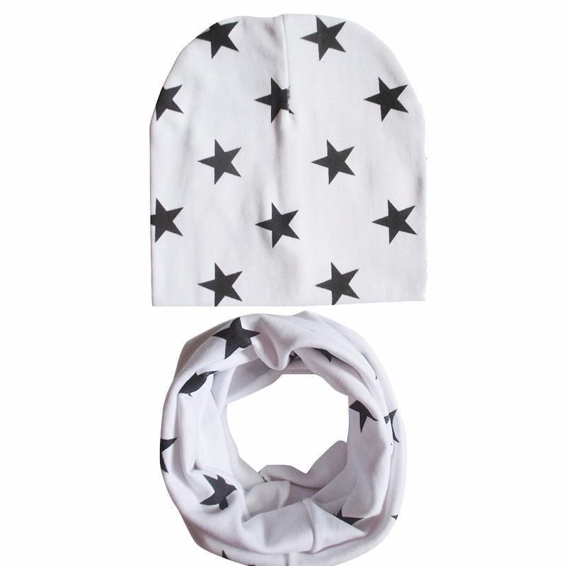 Modern New Trend Baby Hat Scarf Star Prints Cotton Children Boys Girl Cap Beanie Neck Collar Scarf Autumn Winter Warm Kids Hats For Kids