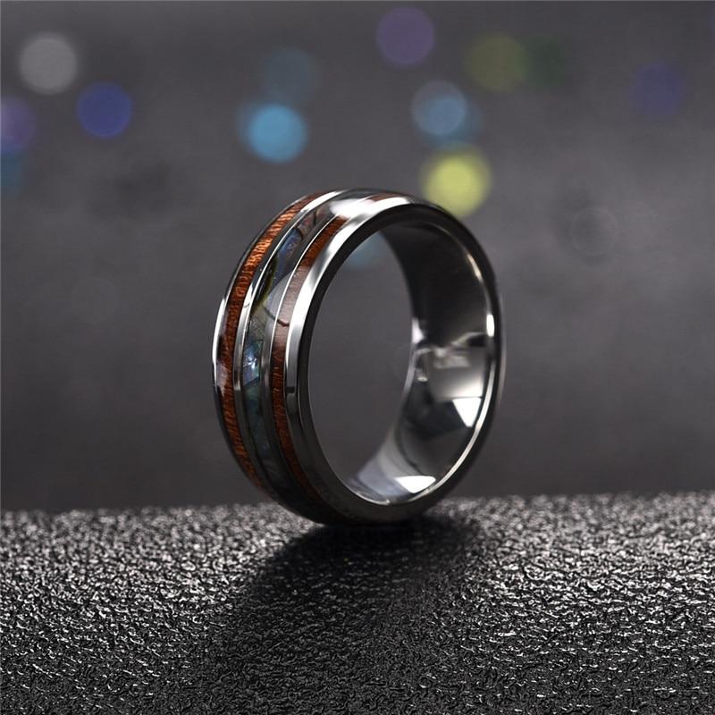 Luxury Handmade 925 Sterling Silver Wood Men Rings Stainless Steel Wood Grain Fashion For  Women Rings In Modern  Jewelry Design