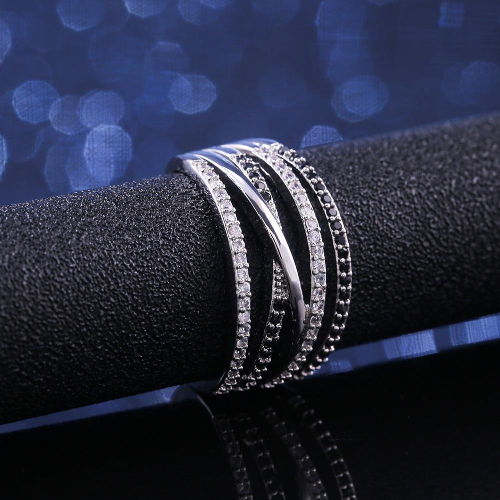 New Twist Ethnic Style Women Finger Rings With Black&White Stone Micro Paved Surprise Gift For Women Trendy Jewelry Rings