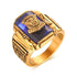 Fashion Vintage Gold Metal Black Blue Red Crystal Ring Walton Tigers Navy Signet Rings for Men Male Boho Jewelry King Design