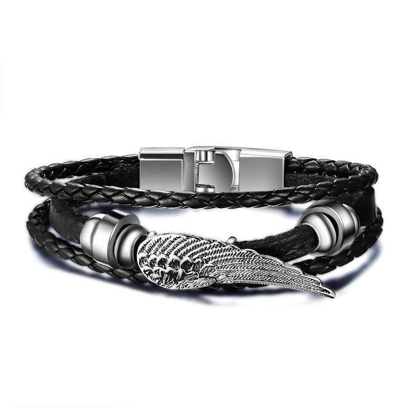 Lucky Vintage Men's Leather Bracelet Playing Cards  Charm Multilayer Braided Men and Women Gift