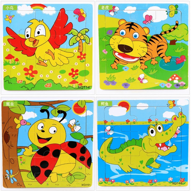 1 Pcs Animal Wooden Puzzles For Children In Wooden 3D Mosaic Puzzles Kids Educational Toys Design  For Baby Birthday Gifts