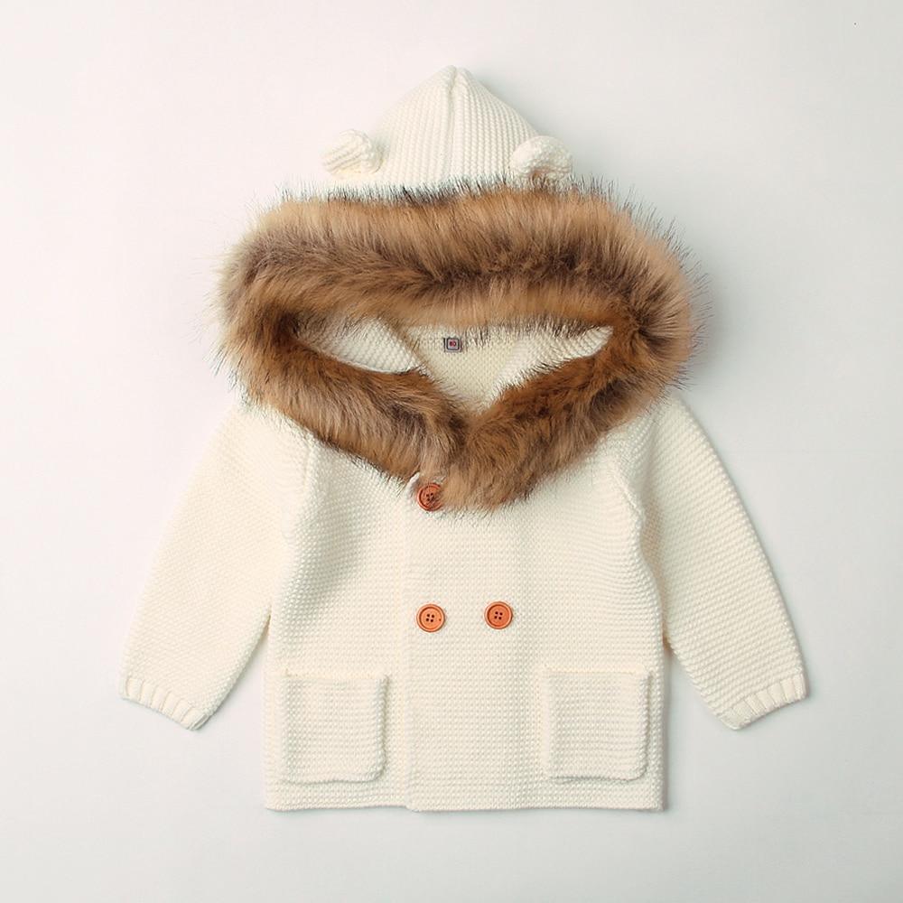 Winter Fashionable Sweaters For Baby Cardigans Autumn Hooded Newborn Knitted Jackets Cartoon Bear Children Long Sleeve Clothing