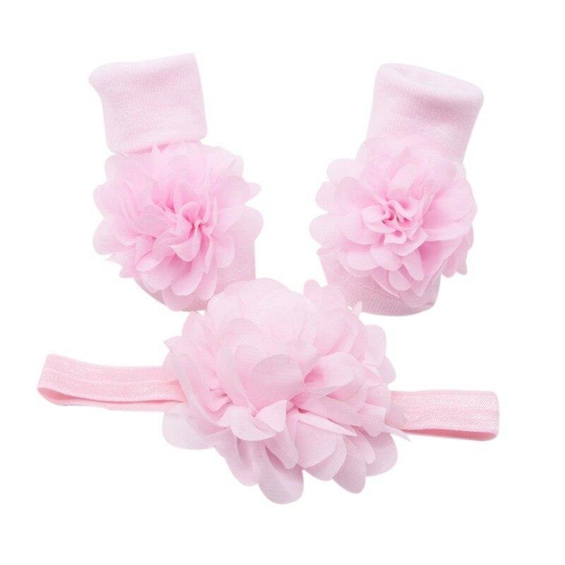 Luxury Modern Big Stretch Hair Band Crown Flower Slip Soft Cotton Socks Two-Piece Kids Children's Headwear For Girls