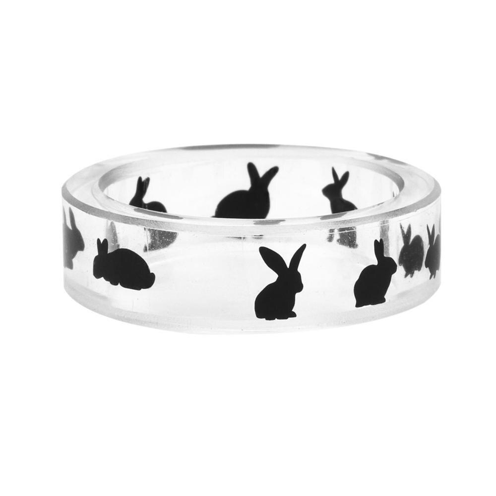 Transparent Resin Ring Rabbit Dog Bat Cat Castle Music Note Pattern Inside For Women and Men.