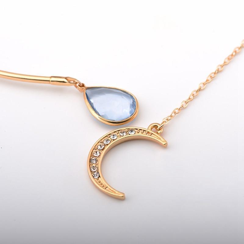 New Modern Creative Moon Pendant Open Choker Elegant Necklace For Ladies Elegant Crystal Cuff Collar Luxury Necklace Statement Party Fashion Jewelry