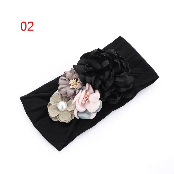 Luxury Handamde Pearl Baby Kids Fashion Headbands Nylon Flower Girl Hairband Pearl Turban Soft Bow