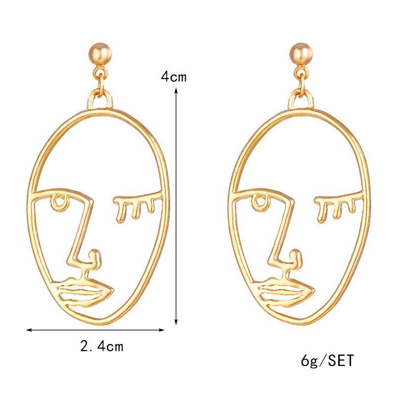 Handmade Abstract Art Earrings Gold Color Hand Palm Face Crystal Dangle Earrings For Women