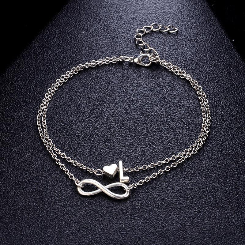 Anklet Heart Infinity Silver Color Ankle Bracelet 26 Letter Anklets For Women Foot Jewelry Style