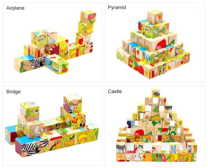 1Set Nine Blocks Six-sided 3D Wooden Cube Puzzle Toys  For Children Kids Educational Toys Funny Games