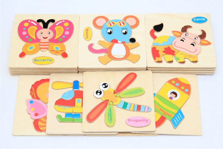 Wooden 3D Stevvex Modern Interesting Baby Learning Puzzles for Children Cartoon Animal Fruit Puzzles Intelligence Kids Children Educational Toy