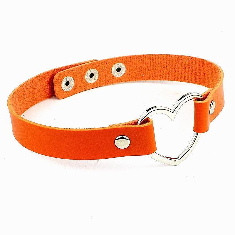 New Fashion Women Men Cool Punk Goth  Heart-Shape Leather Collar Choker Necklace Jewelry Accessories