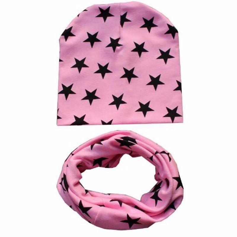 Modern New Trend Baby Hat Scarf Star Prints Cotton Children Boys Girl Cap Beanie Neck Collar Scarf Autumn Winter Warm Kids Hats For Kids