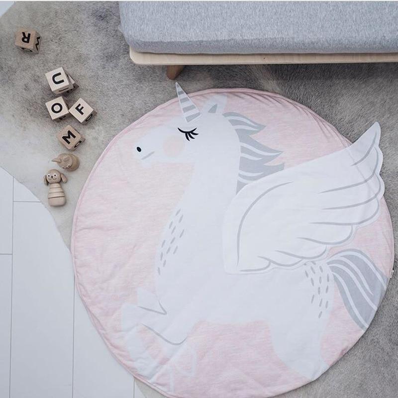 Modern Luxury Animal Carpet For Baby Play Mats Wewborn Infant Soft Sleeping Mat Cotton Rabbit Lion Raccoon Swan Pegasus Koala Cat Bear Carpet For Kids