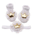 Luxury Modern Big Stretch Hair Band Crown Flower Slip Soft Cotton Socks Two-Piece Kids Children's Headwear For Girls