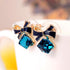 High Quality Fashion Gift Bow Knot Cubic Green Rhinestone Stud Earrings For Women in Crystal Jewelry Style