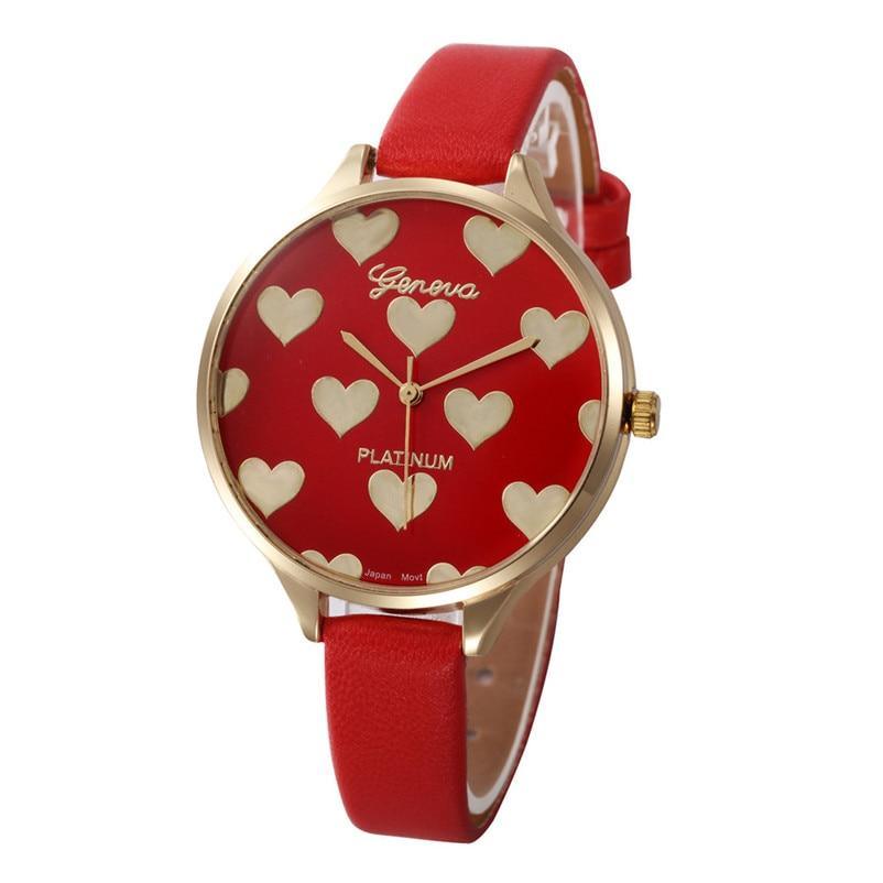 Elegant Luxury Women Wacth With Heart Pattern Women Watches PU Leather Quartz Watch Ladies Watch For Women Ladies and Girls