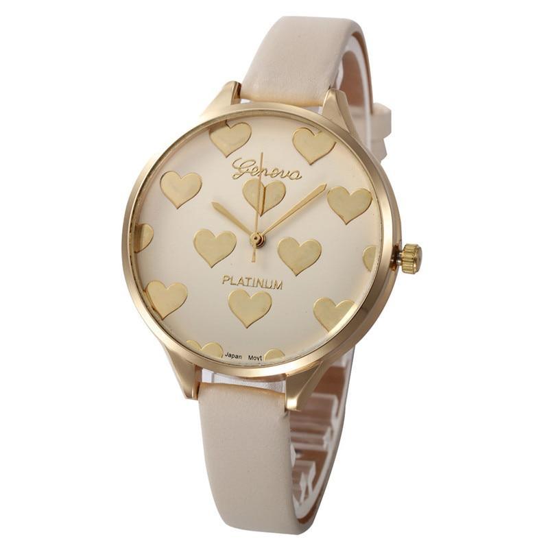 Elegant Luxury Women Wacth With Heart Pattern Women Watches PU Leather Quartz Watch Ladies Watch For Women Ladies and Girls