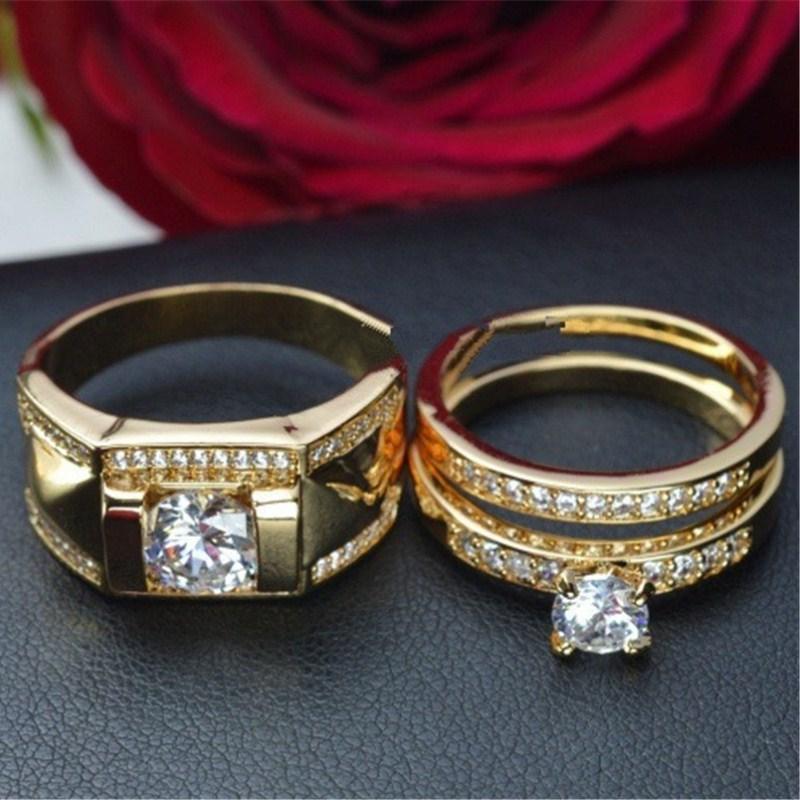 Luxury Rings For Women Modern Rich Fashion Set Ring Elegant Cubic Zirconia Yellow Gold Color Great Wedding Engagement Accessories