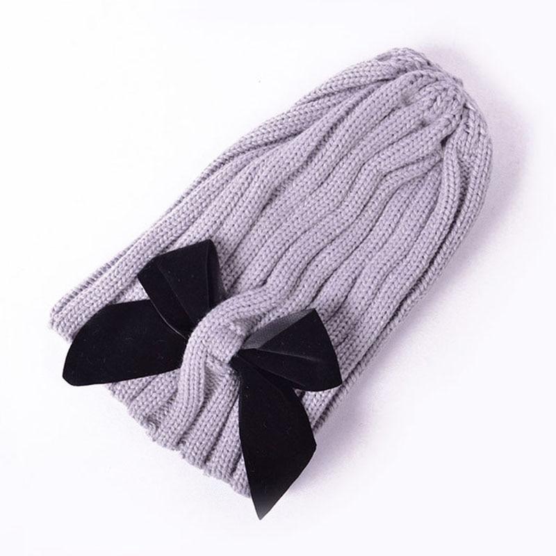 Modern Trend Big Bows Knitted Baby Girl Hat Cap Warm Kids baby winter Hat For Girls