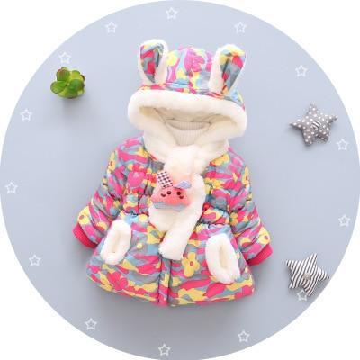 Luxury Newborn Children Plus Cute Hooded Cotton Jacket  Infant Clothing for Baby Girls In Elegant Colorful Design  For Winter