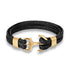 Modern Trend Leather Elegant Bracelet For Men Jewelry Blue Luxury Leather Gold Stainless Steel Anchor Braided Rope Amazing Nautical Style Friendship Bracelet Gift