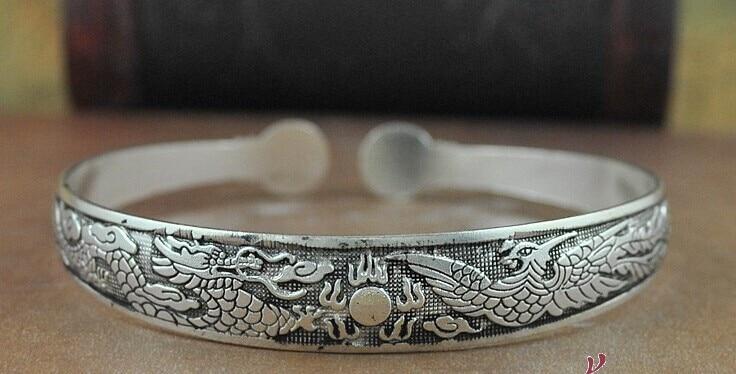 Big Elegant Luxury Amazing Classic Fashion Flower Metal Tibetan Indian Silver Vintage Retro Fashion Cuff Bracelet Bangle For Woman With Details of Animals