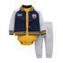 Modern Popular New Set Baby Cotton Long Sleeve Hooded Jacket Pant And Rompers For Newborn Outfits Unisex Clothing