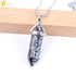 Real Raw Pink Purple Gem Crystal Necklace Hexagonal Bullet Natural Stone Necklace Pendant Women Jewelry