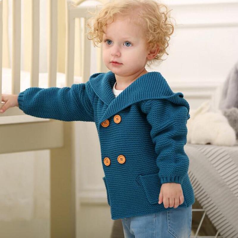 Luxury Modern Trend New Style Knitting Cardigan Warm Long Sleeve Hooded Sweaters for Newborn Infant