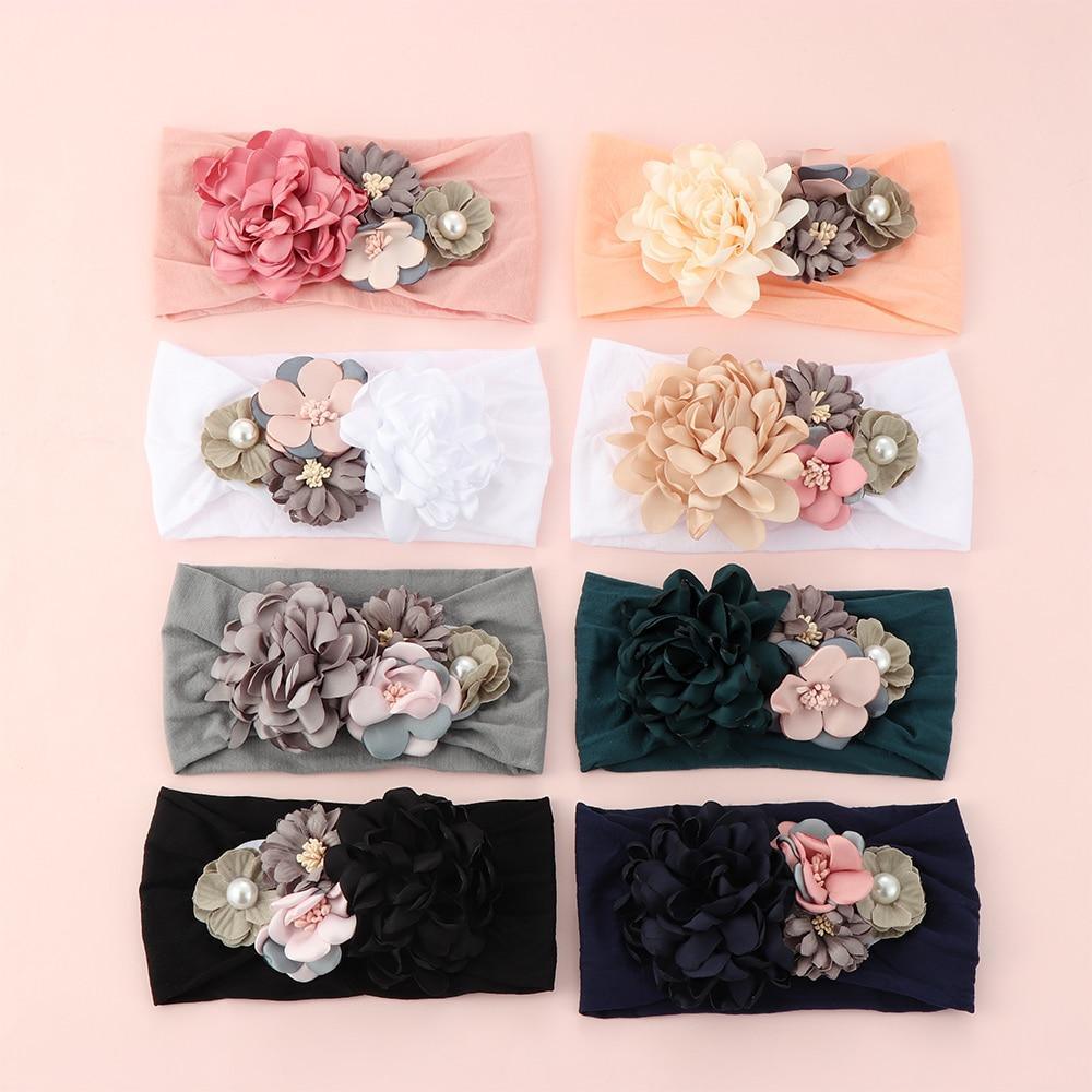 Baby Bow Hairband Elastic Headband Cute 3D Flower Stretch Turban Flower Head Wrap Princess Hair Accessories Bow For Baby