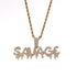 New Modern Trendy Savage Letter Elegant Necklace And Luxury Pendant Shiny Ice Out Link Chain Amazing Necklace With Tennis Chain Choker Hip Hop Jewelry For Men And Women