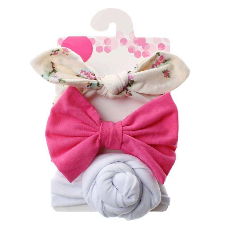 Summer Cute Floral Bows Baby Girl Headbands Elastic Bowknot Newborn Hair Band Turban Set Hair Accessories Bow Set For Kids