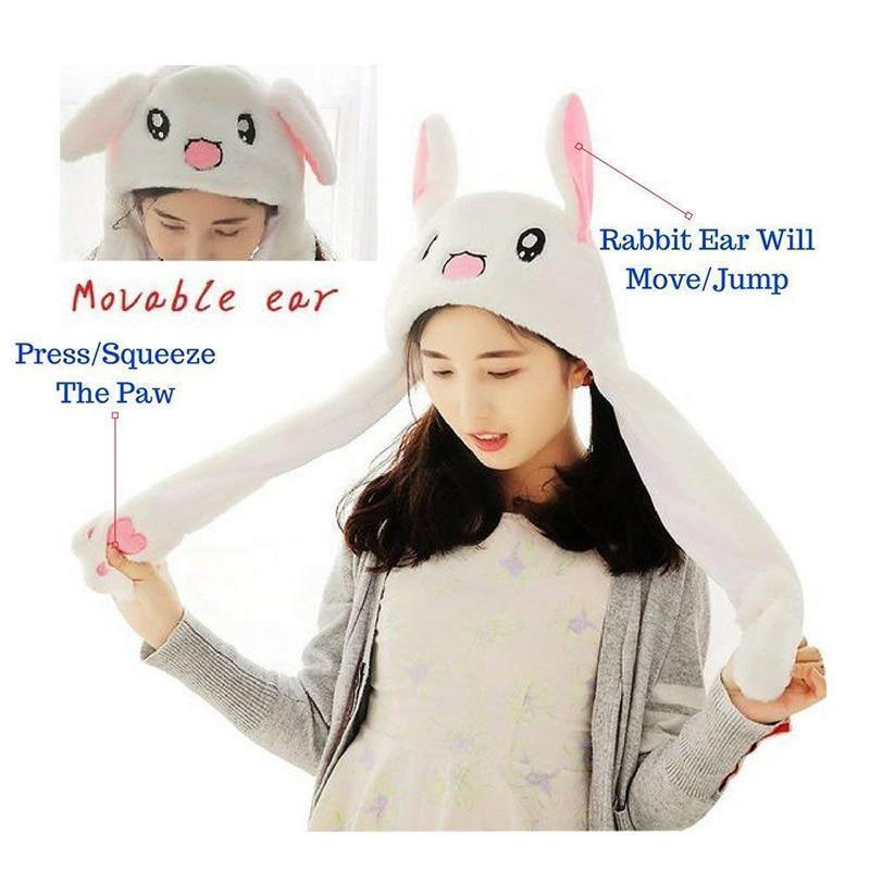 Modern Elegant Winter Interesting Girls Animals Ear Moving Jumping Hats Children and Adults Women Warm Rabbit Winter Caps In Modern Design