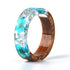 Handmade Elegant Romantic Dried Colorful Real Flower Wood Resin Epoxy Ring Gold Foil Inside Ring for Women