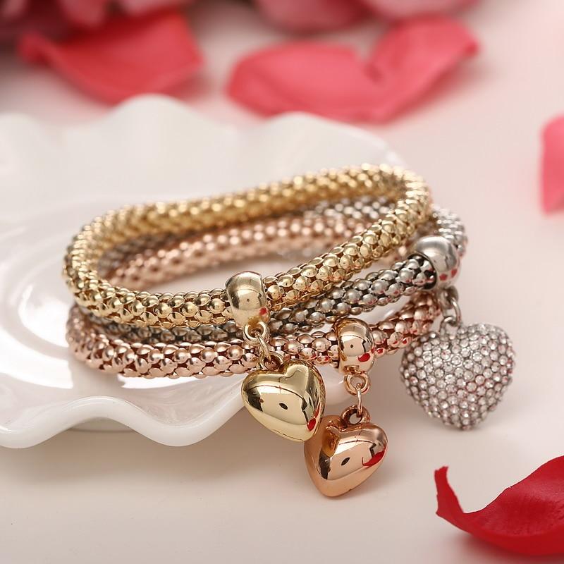 Crystal Owl Heart Charm Bracelets And Bangles Gold Alloy Elephant Anchor Pendants Rhinestone Bracelets For Women