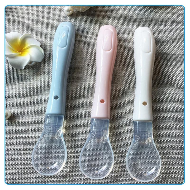 3PCS/SET Baby Soft Silicone Spoon Food Grade Infant Feeder Safety Tableware Learning Spoons Kid Boy Girl Toddler Flatware Feeding Spoons For Kids