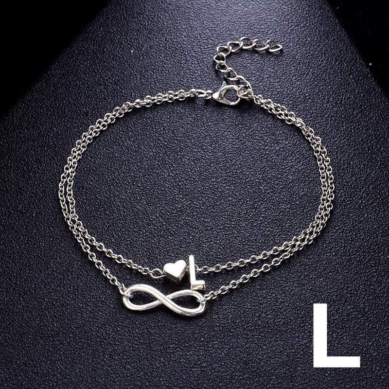 Anklet Heart Infinity Silver Color Ankle Bracelet 26 Letter Anklets For Women Foot Jewelry Style