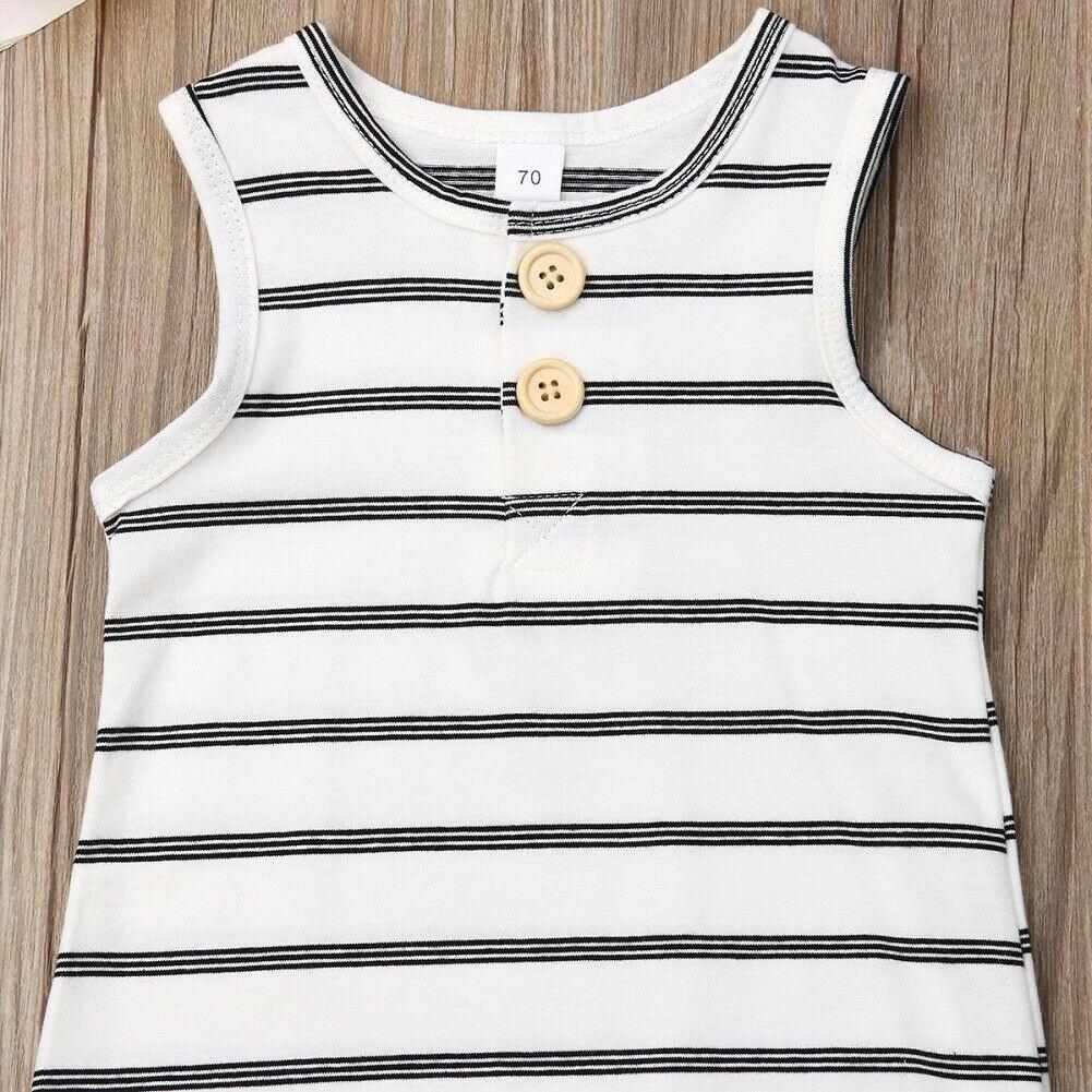 Summer Clothing Newborn Infant Baby Boy/Girl Striped Romper Sleeveless Outfit Jumpsuit Pajamas