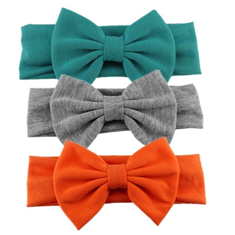 Cotton Elastic Newborn Baby Girls Solid Color Headband Bowknot Hair Band Children Infant Headband Bow for kids